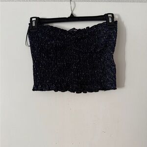 Urban Outfitters Dark Blue and Silver Glitter Top